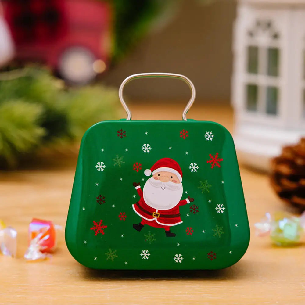 Metal storage box for Christmas decoration, handbag shape, 18 jars, jewelry case, children's gift, storage boxes, open Christmas party, 2024