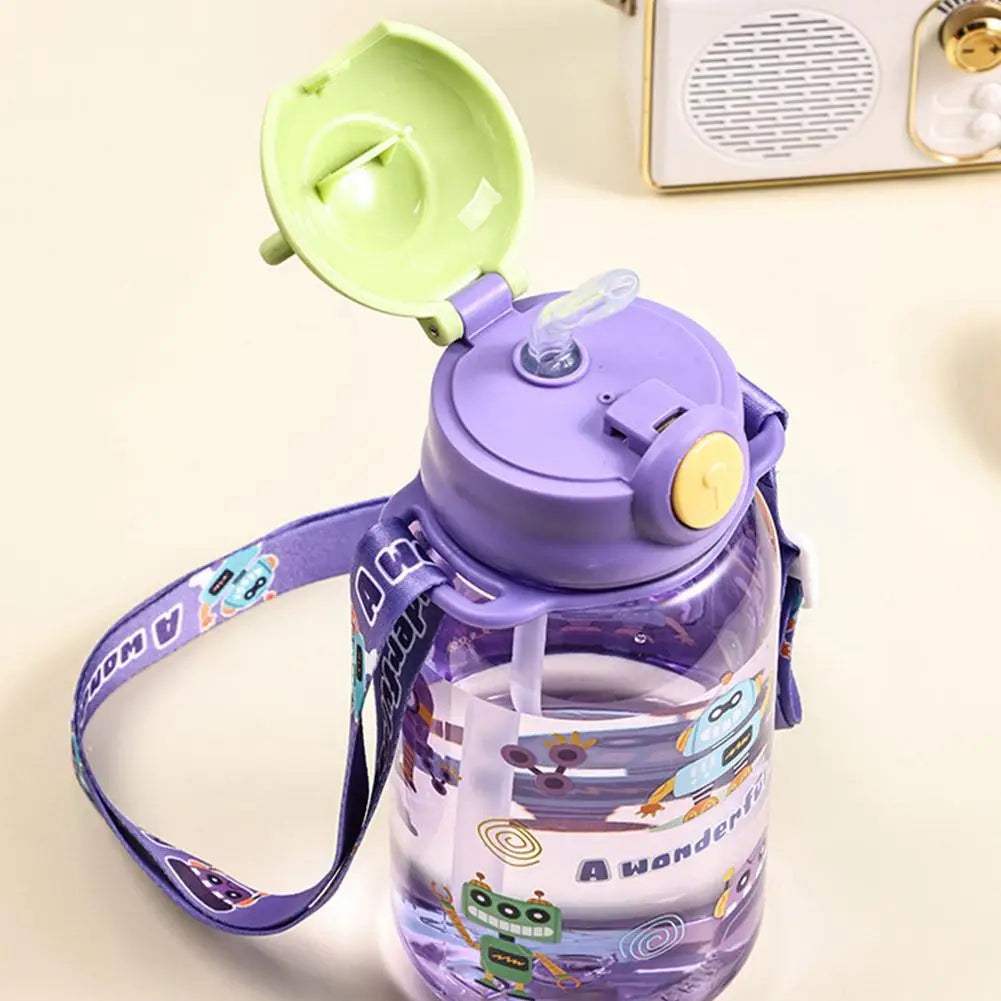 Bouteille d'Eau Portable avec Paille pour Enfant, Sans BPA, Étanche, pour l'Extérieur, 650ml
