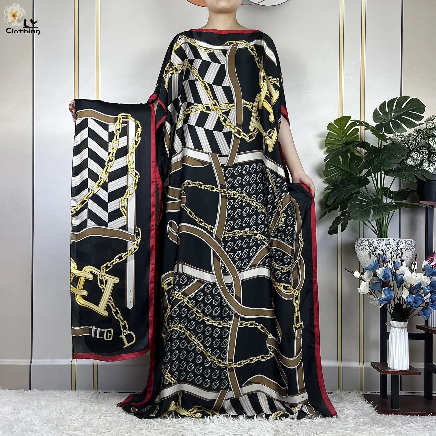 Muslim abayas with belt for women, African maxi dress, elegant evening dress, soft printed turban, new fashion, 2023