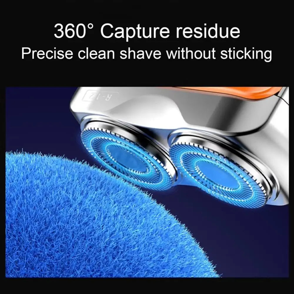 Mini Compact Electric Shaver for Men, Magnetic, Double Head, Portable, Rotary, Waterproof, 9000 Revolutions, Beard Trimmer for Dad
