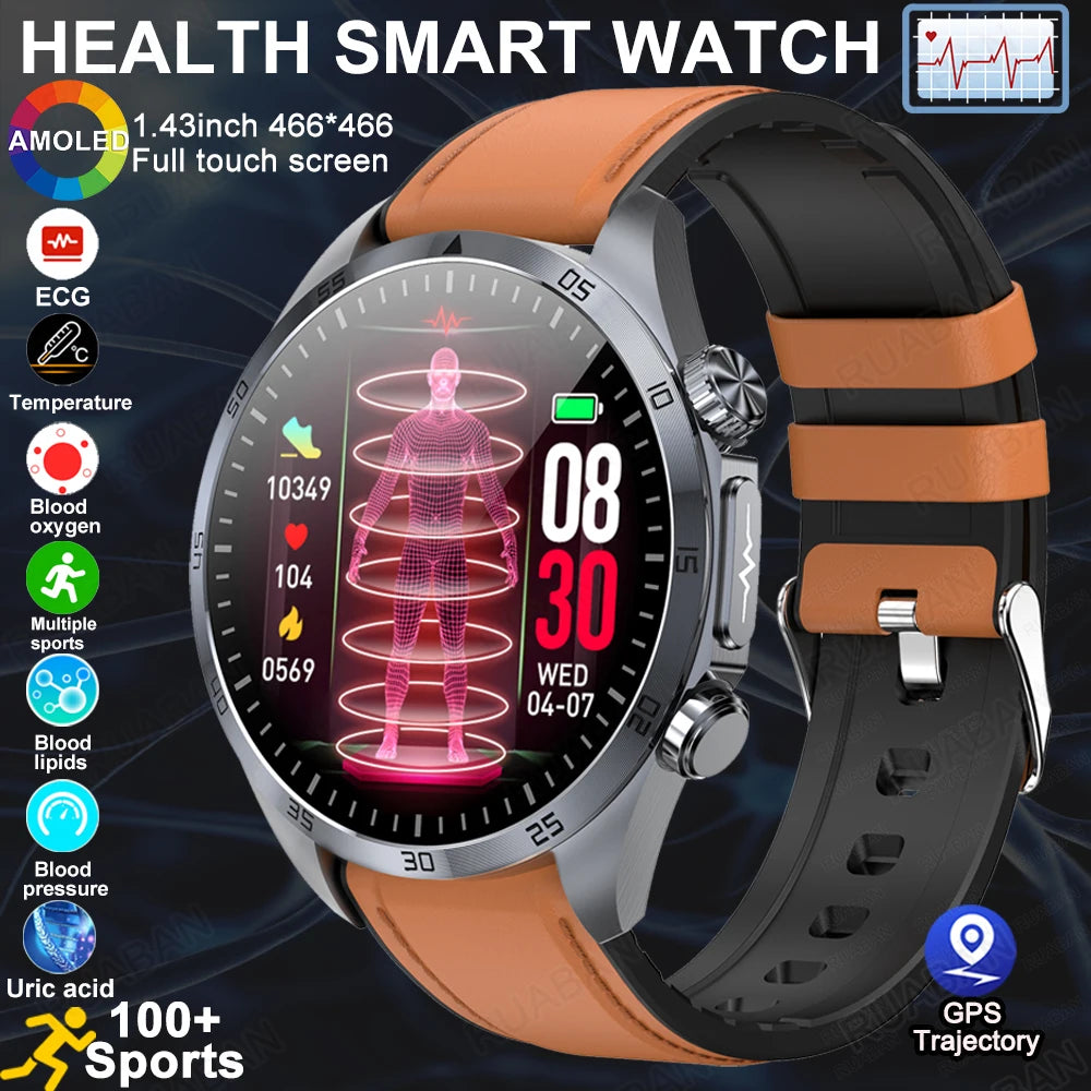2025 nouvelle montre intelligente hommes pour huawei pression artérielle santé montre CES sommeil pulsé thérapeutique acide urique lipides sanguins graisse corporelle