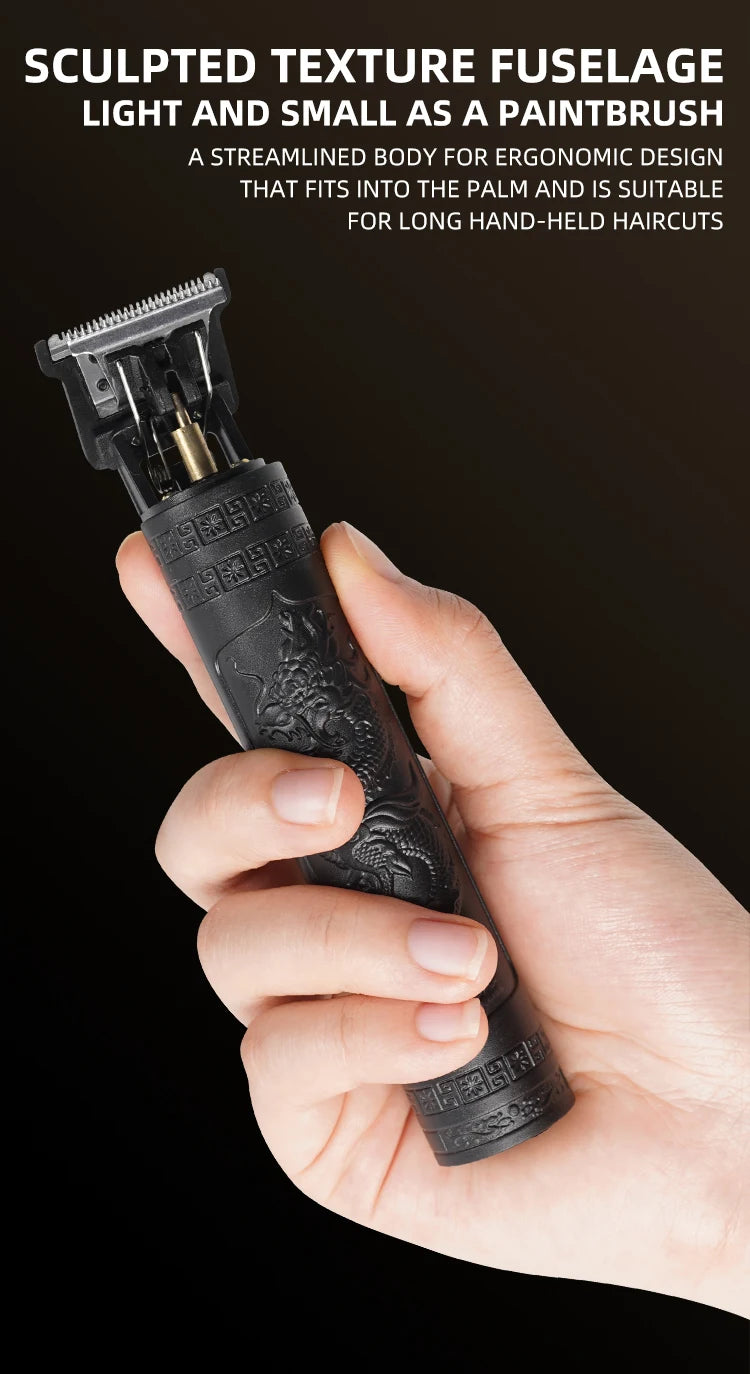 Rasoir de coupe de cheveux pour hommes tondeuse Rechargeable rasoir adulte électrique Vintage tondeuserazor maison USB charge salon de coiffure Dragon noir