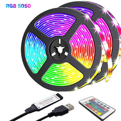 USB LED strip light for children's playroom, TV backlight, proxy document, flexible lights, 24 preset colors, 5050 RGB, home party, 5m