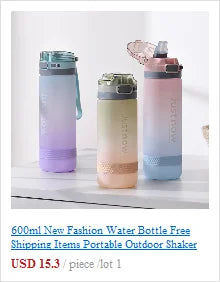 Bouteille d'eau en plastique de 600ml, livraison gratuite, articles portables, Shaker d'extérieur, Sport, mignon, pour filles, nouvelle mode