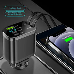Chargeur de voiture, chargeur de voiture avec câble rétractable, PD de voiture, charge rapide de voiture, charge super rapide, charge flash, cig cinq en un