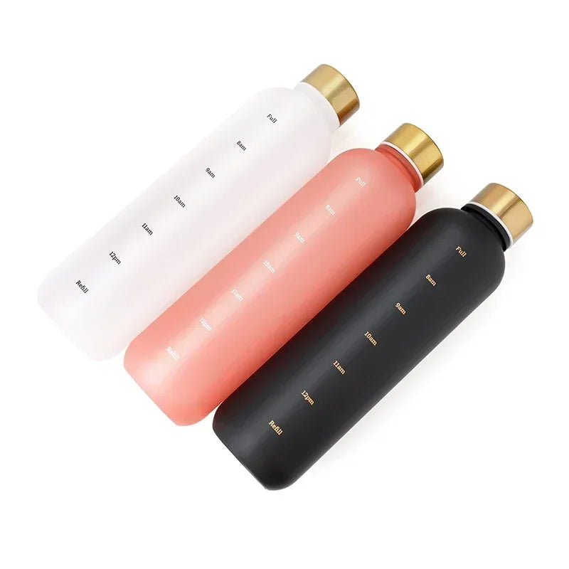 Nouveau 1L bouteille d'eau avec timbre de temps sans BPA réutilisable Fitness Sports voyage en plein air étanche tasse d'eau bouilloire givrée