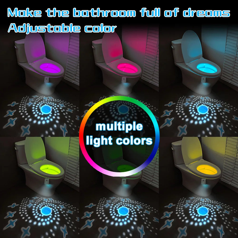 Capteur de mouvement intelligent veilleuse projecteur LED lumières de toilette USB Rechargeable lampe de pied colorée applique murale pour salle de bain couloir