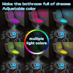 Capteur de mouvement intelligent veilleuse projecteur LED lumières de toilette USB Rechargeable lampe de pied colorée applique murale pour salle de bain couloir