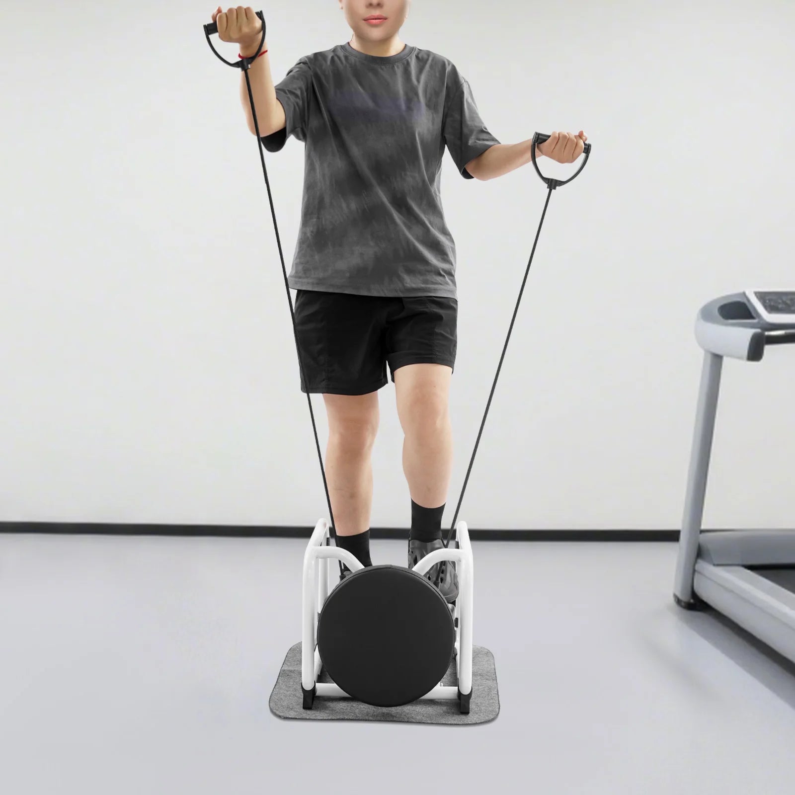 Stepper multifonction avec siège, bandes de résistance et tapis antidérapant, Stepper d'exercice avec affichage LED, équipement d'entraînement à domicile
