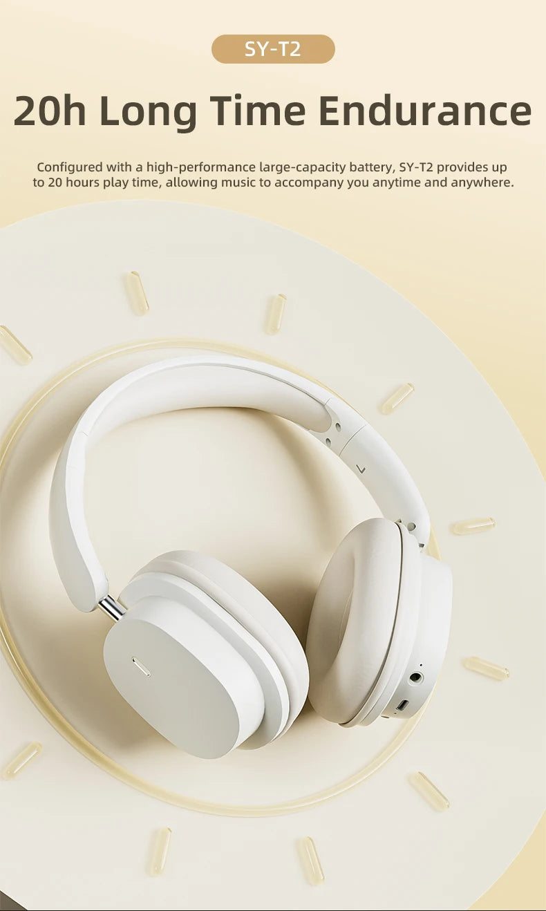 Casque sans fil Bluetooth 5.3 à la mode, casque stéréo HIFI portable supra-auriculaire, casque d'affaires, écouteurs de jeu à faible latence, prise en charge de la connexion 3,5 mm et de la lecture de cartes TF