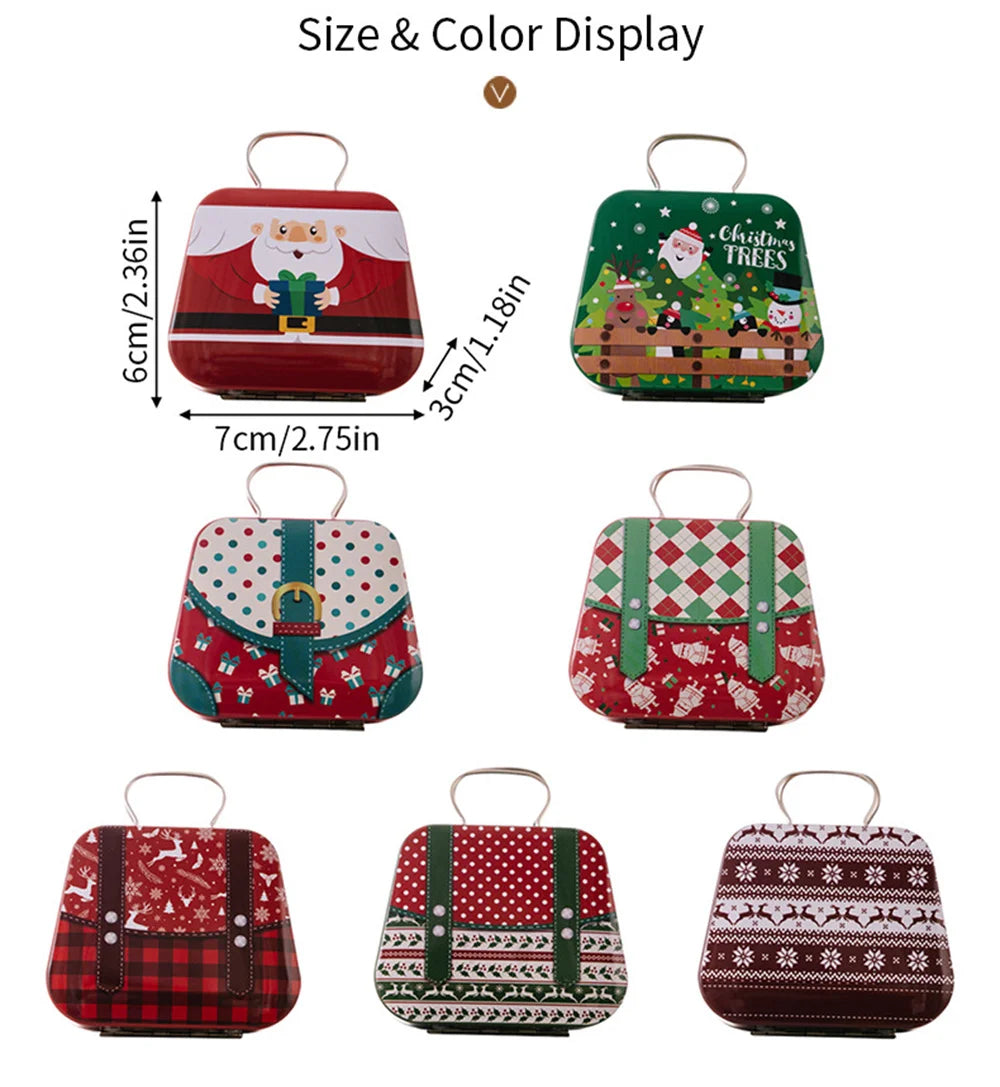 Metal storage box for Christmas decoration, handbag shape, 18 jars, jewelry case, children's gift, storage boxes, open Christmas party, 2024