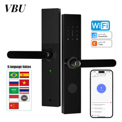 Tuya – serrure de porte intelligente Wifi à empreintes digitales, électronique numérique, carte IC, mot de passe, clé, déverrouillage à distance par application, fonctionne avec Aleax