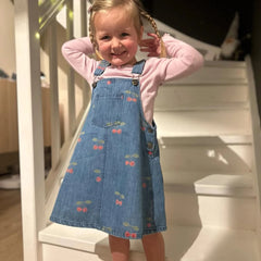 Robe imprimée mignonne pour filles, ensemble de vêtements pour tout-petits, veste à bretelles en jean, robes à enfiler en denim pour enfants, pantalons en jean combiné, marque KS, 2024