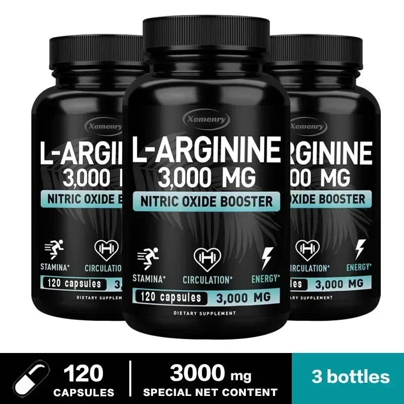 Capsules L-Arginine – Améliore l'énergie, l'endurance, les performances, soutient la croissance musculaire, améliore la circulation sanguine, le système immunitaire