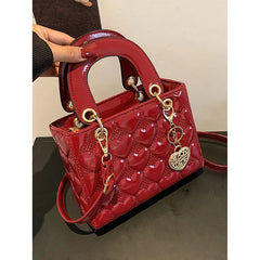 Red Love - Women's Patent Leather Handbag, Glossy Surface, High-End Design, Wedding Cuff Bag, Striking Shoulder Bag, New Fashion 