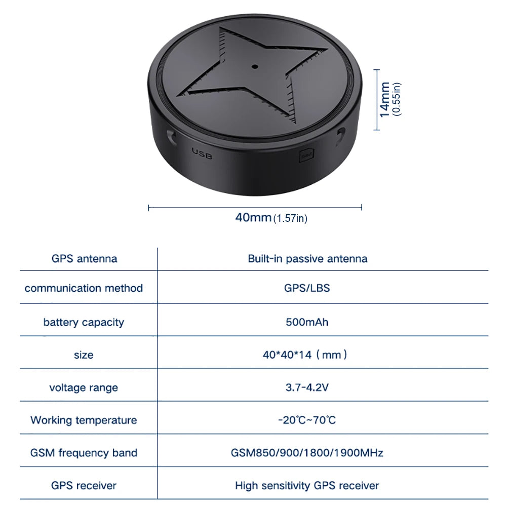 Mini magnetic GPS tracker for cars, motorcycles, and trucks; real-time tracking locator; vehicle anti-loss device; bath