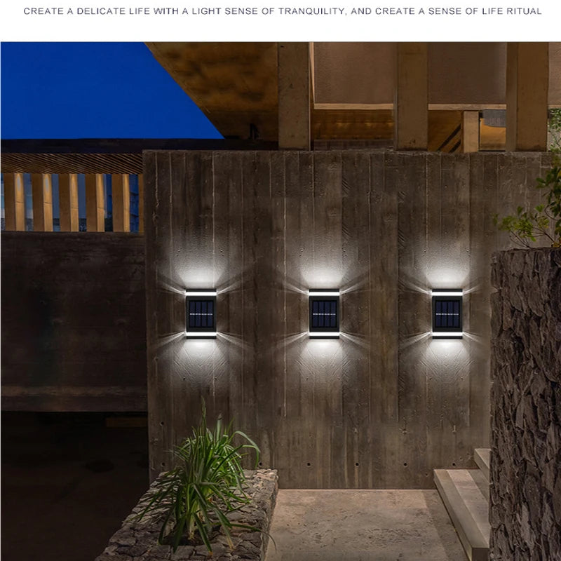 Lampe murale solaire extérieure étanche à énergie solaire éclairage haut/bas pour jardin cour décoration extérieure de la maison IP65 lumière de chemin solaire