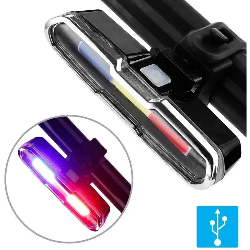 Enquêter arrière LED étanche pour vélo, aste par USB, éclairage de vélo clignotant, lampe à iode de sécurité, accessoires de lanterne de vélo