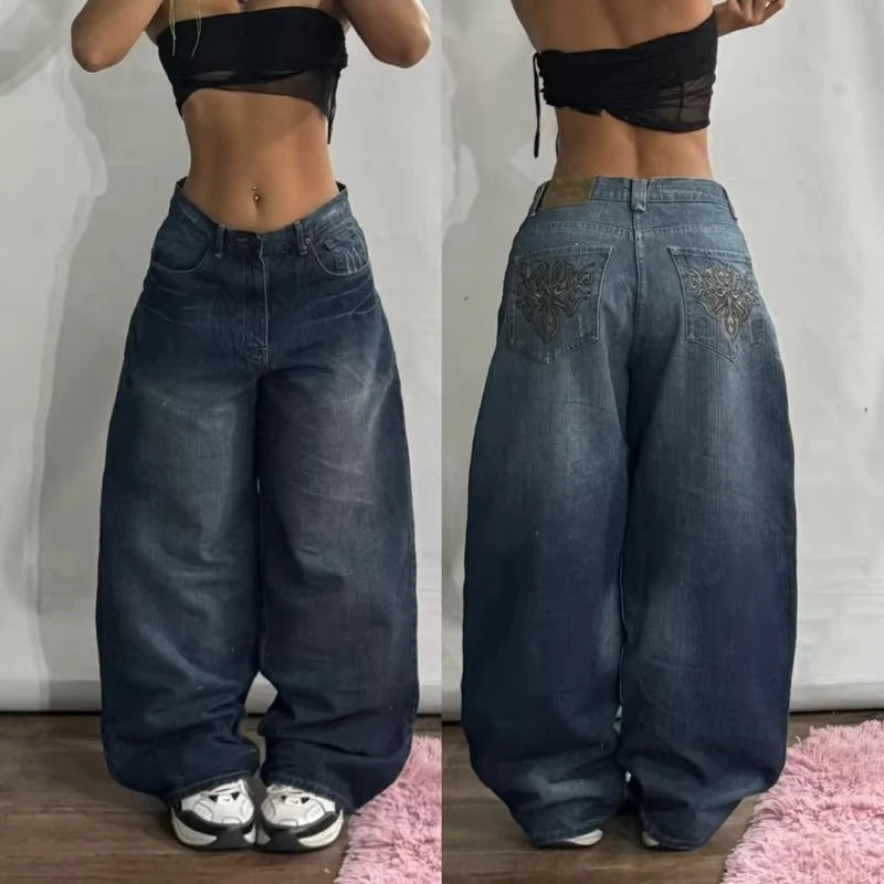 Jean Baggy Délavé à Poches Multiples pour Homme et Femme, Streetwear, Y2K, Hip-hop, Harajuku, Décontracté, Gothique, Taille Haute, Large, Surintendant, Nouvelle Collection