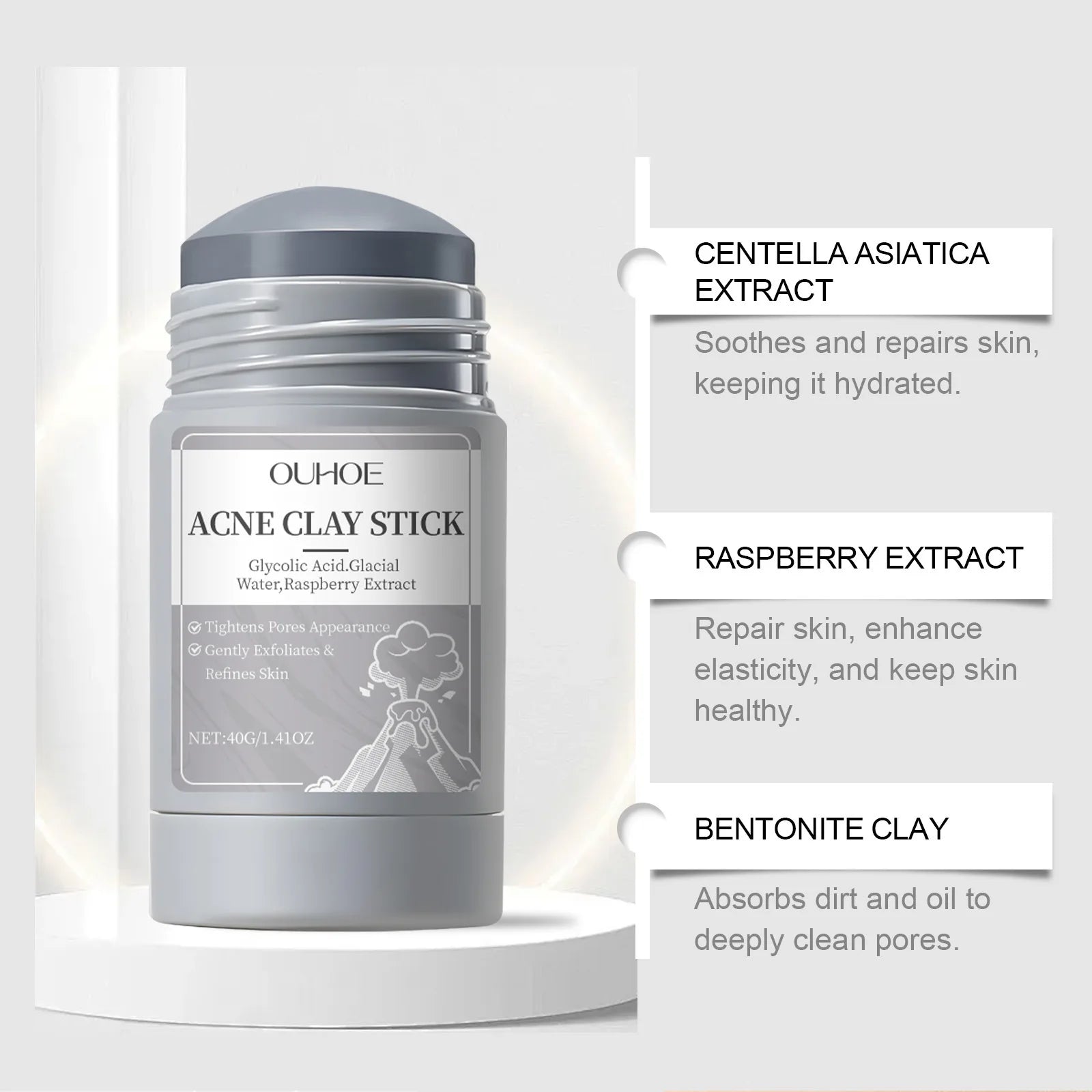 Masque de nettoyage des pores en argile, crème hydratante, exfoliante, contrôle de l'huile, points noirs, boutons, traitement de l'acné
