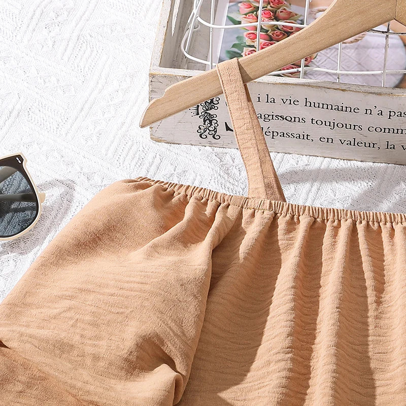 Ensembles de vêtements pour enfants pour filles, kaki, épaules dénudées, haut à manches longues et pantalon imprimé à rayures, costumes pour enfants de Style station d'été OOTD