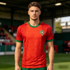 Maillot de football domicile 2026 drapeau marocain pour supporters, imprimé 3D, à manches courtes, t-shirt de sport pour enfants, séchage rapide, entraînement