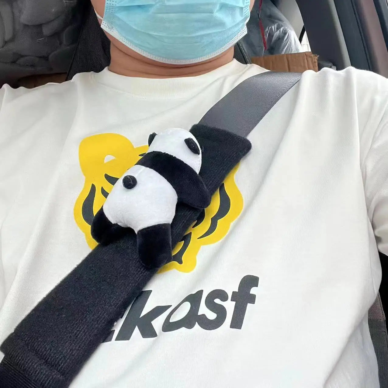 Ceinture de sécurité Automobile, décoration Panda de dessin animé, coussin d'épaule en peluche, accessoires automobiles, décorations de voiture