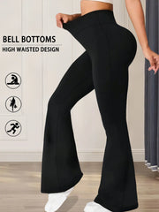 Pantalon évasé Super doux pour femmes, taille haute, contrôle du ventre, Leggings de Yoga, bas de cloche