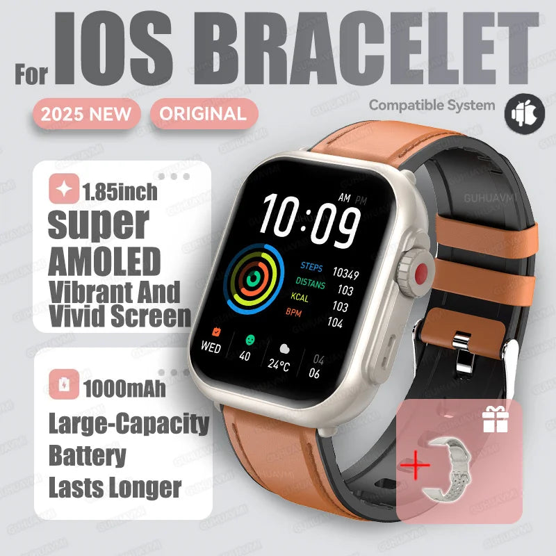 2025 nouvelle mode sport montre intelligente hommes femmes 1.85 pouces HD AMOLED plein écran tactile IP68 étanche Bluetooth appel montres intelligentes