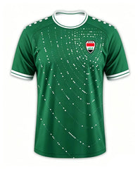Maillot de football extérieur style Irak 2026, blanc avec bordures noires et motif à pois, haut de sport léger et respirant pour homme