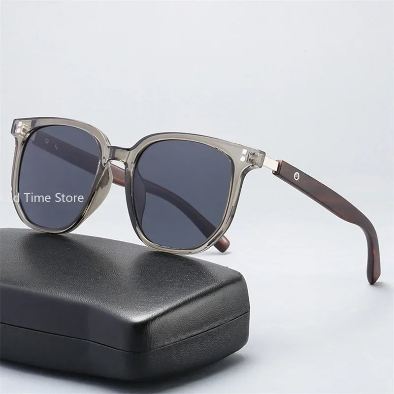 Lunettes De soleil classiques à jambes miroir en Grain De bois pour hommes, petite monture carrée, lunettes De haute qualité pour femmes, UV400 Oculos De Sol