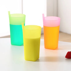 Tasse avec paille intégrée pour enfants, bouteille d'eau en plastique de qualité alimentaire