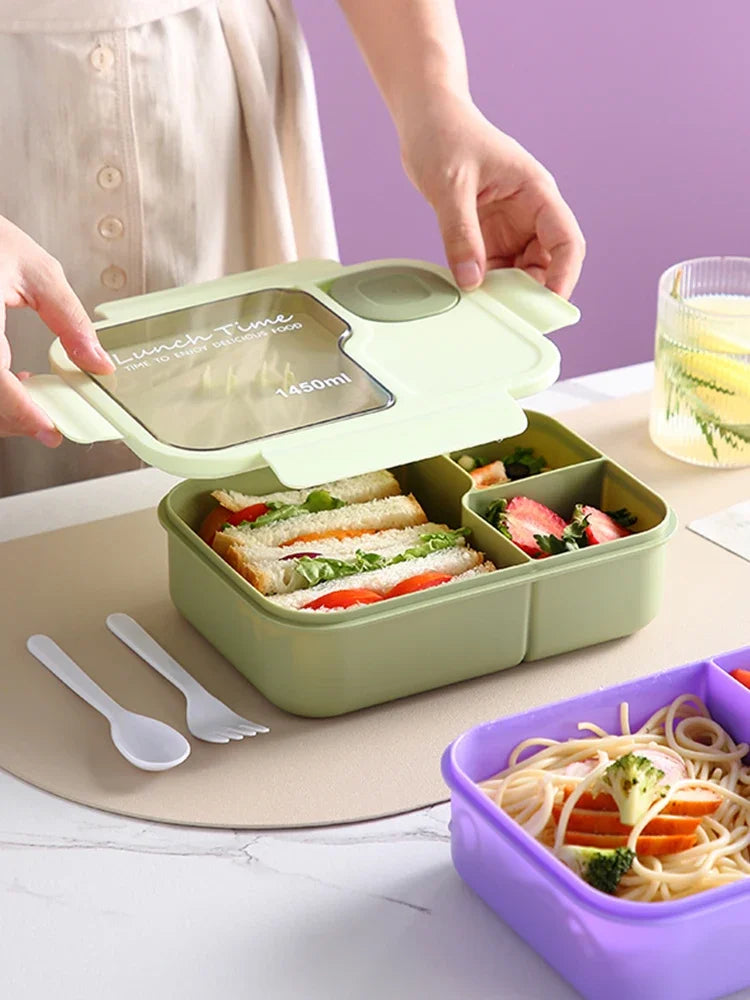 Bento Lunch Box for Kids Girls, Cartoon Students, Kawaii Cute Metropolitan, 3 Grid Sandwich, Snack Food Box, Special Canteen, Food Storage