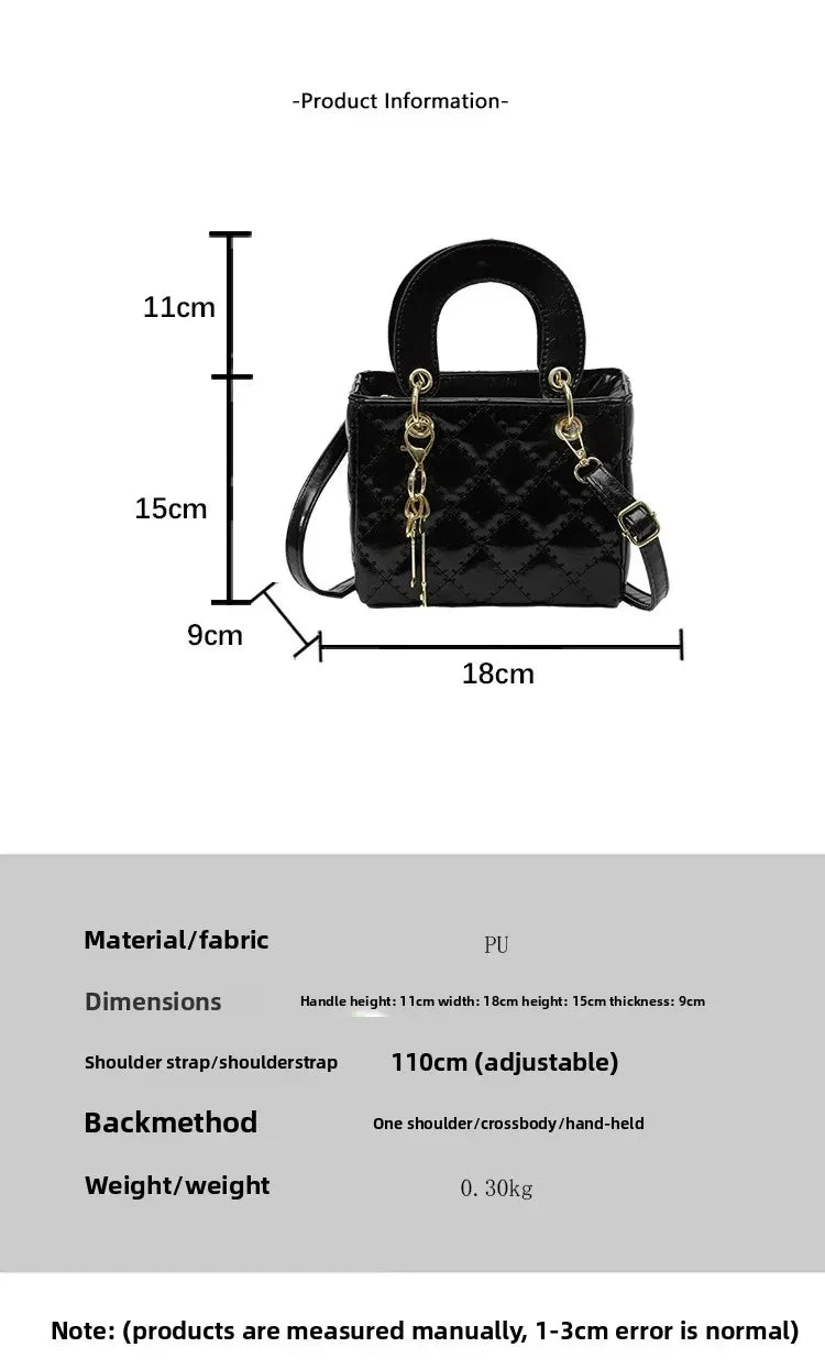 Fashionable and versatile women's shoulder/handbag with a simple diamond grid design and a high-quality PU leather square bag 