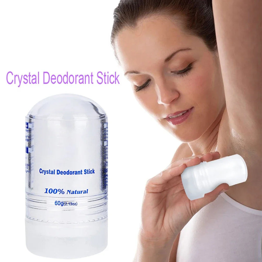 Bâton déodorant en cristal pour hommes et femmes, 60g, dissolvant d'odeurs pour le corps, les aisselles, anti-transpirant naturel