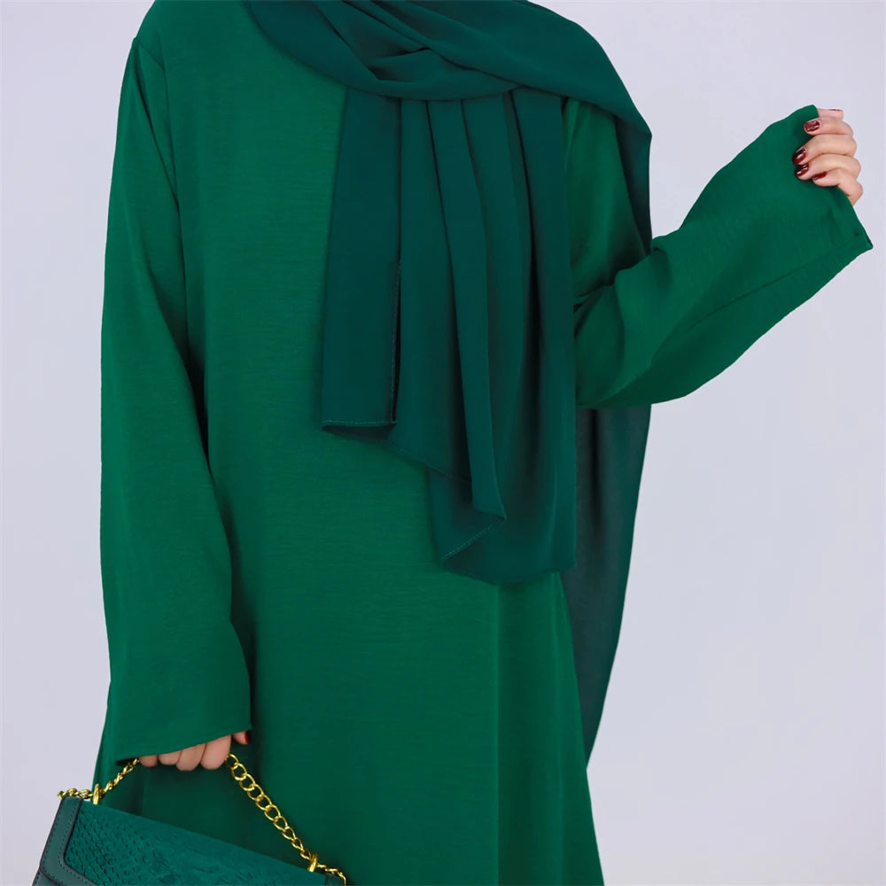 Noir blanc rose solide dubaï modeste sous Robe Abaya Islam caftan musulman avec poches robes pour femmes Robe Femme Musulmane