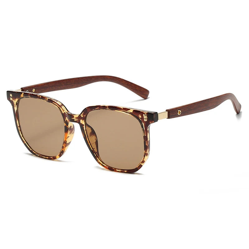 Lunettes de soleil classiques à gros grain de bois pour hommes et femmes, rétro, surdimensionnées, carrées, mode masculine et féminine, pour vacances d'été, nuances de conduite