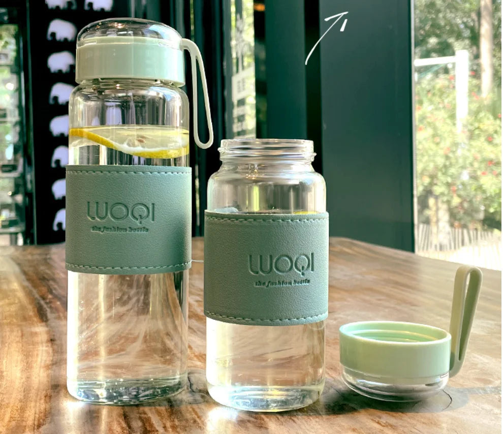 Bouteille en verre Portable de 340ML et 480ML, mignonne, résistante à la chaleur, pour boire de l'eau froide, du jus de thé, avec couvercle à vis, filet filtrant facile à transporter