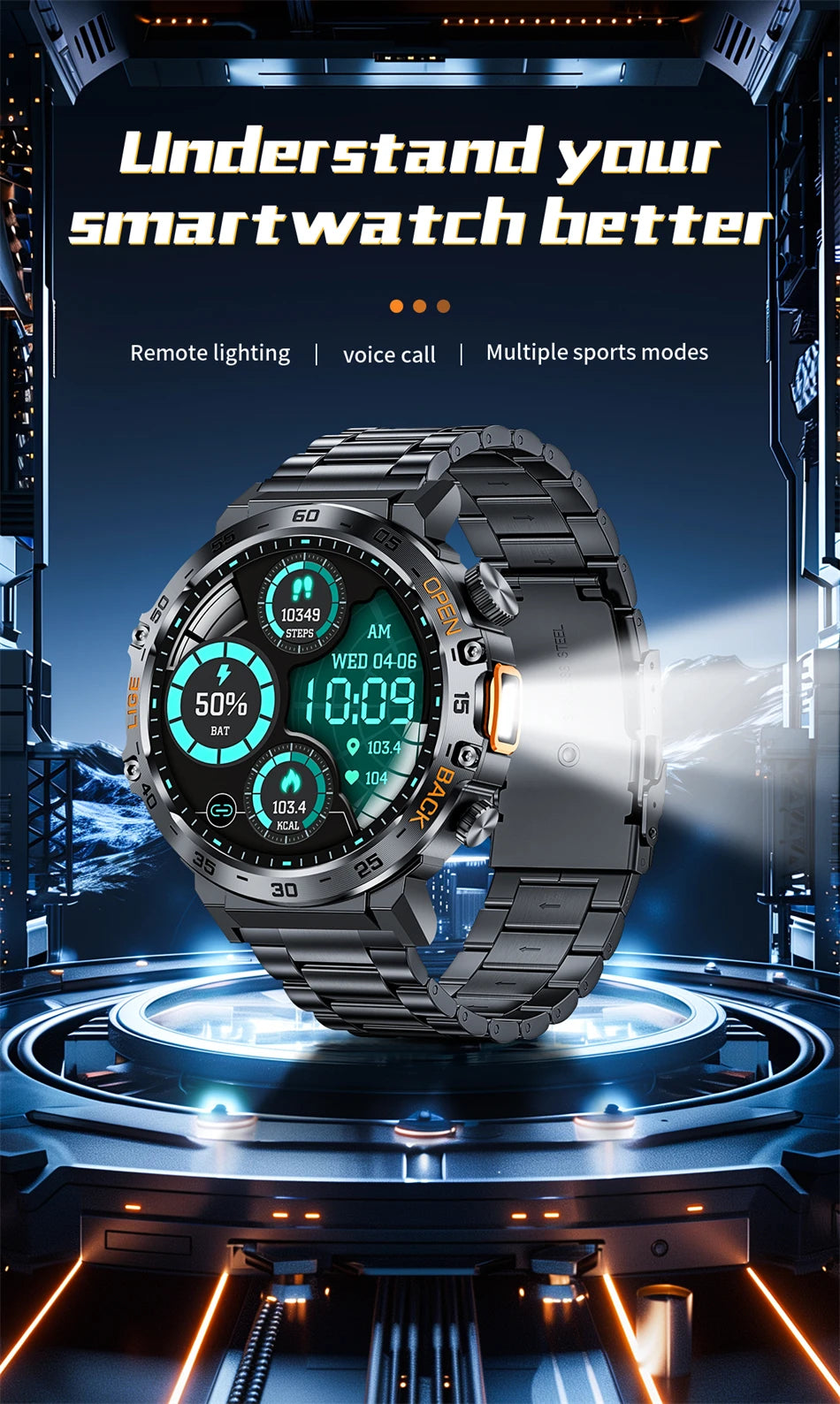 LIGE 2025 montre intelligente hommes Sport montres lampe de poche LED 360*360 Ultra HD écran étanche Fitness Bluetooth appel hommes Smartwatch