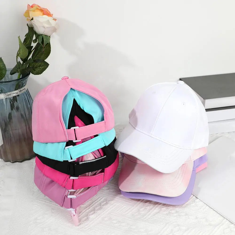 Casquette de Baseball pour Enfant Fille et Garçon, Chapeau de Soleil, Dos Creux, Queue de Cheval, Snapback Hip Hop, Os Réglables