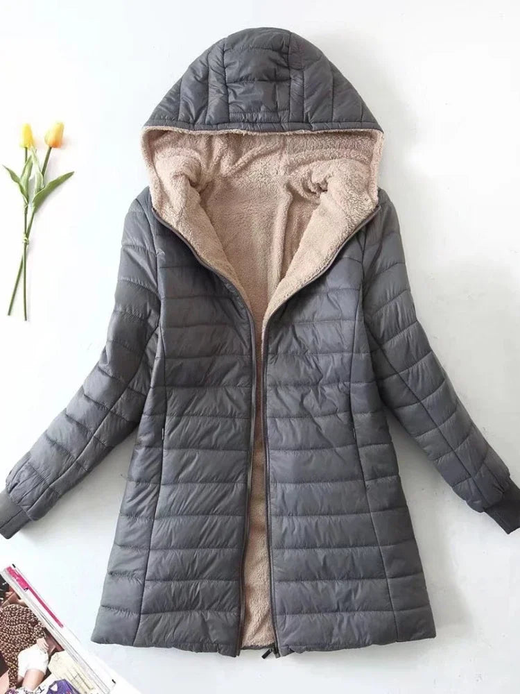 Nouveau en automne hiver manteau femme mode coréenne édition élégante à capuche droite Parkas chaud flanelle vestes pour femmes vêtements