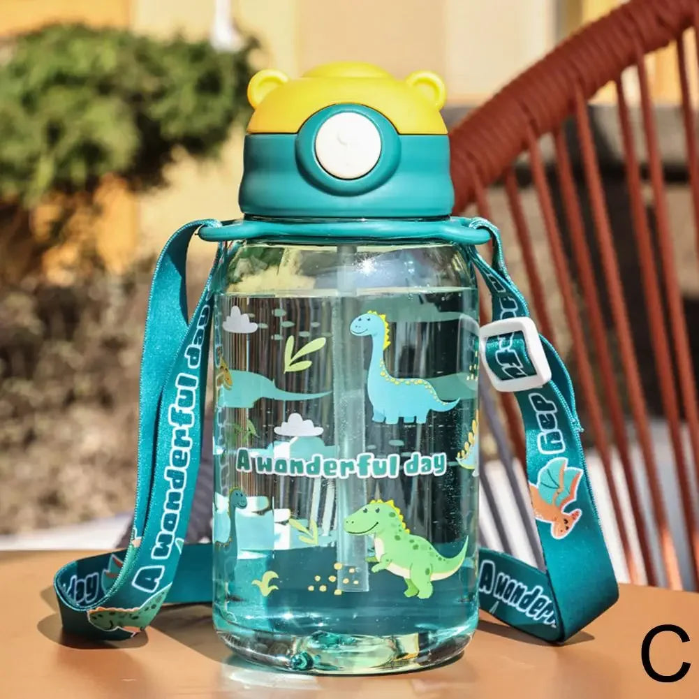 Bouteille d'eau mignonne pour enfants, avec paille, sans BPA, étanche, tasses portables pour l'extérieur, bouteille d'eau scolaire pour enfants Q9Z4