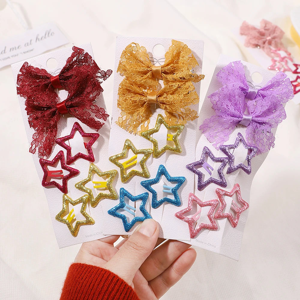 Enfants frais pince à cheveux ensemble fleur imprimé doux papillon épingles à cheveux enfants BB cheveux frange Clips Barrettes fille accessoires chapeaux
