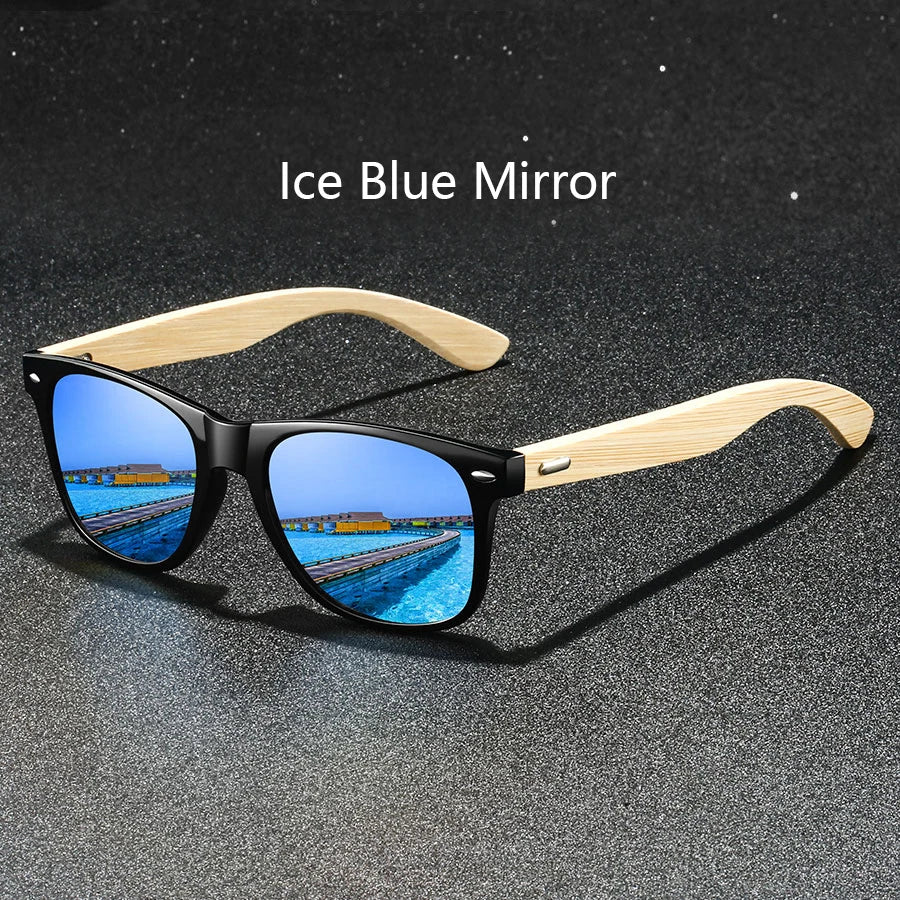 4 pièces mode carré unisexe bambou bois Vintage lunettes de soleil pour hommes femmes conduite pêche marque concepteur lunettes de soleil homme UV400