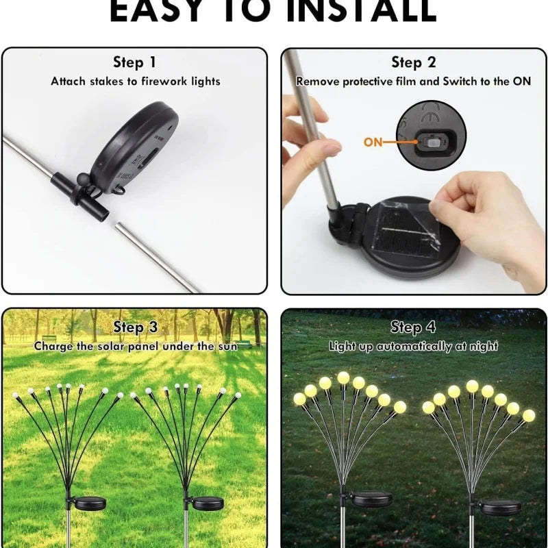 Lumières extérieures lampe de jardin solaire LED luciole prise de terre lampe IP65 étanche pour paysage cour vacances lumière décor