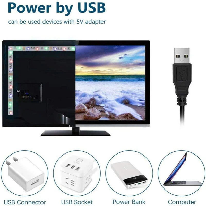 Bande lumineuse Led USB RGB, 5m, 10m, 20m, 30m, avec contrôle par application, ruban Flexible, pour la décoration de la pièce de la maison