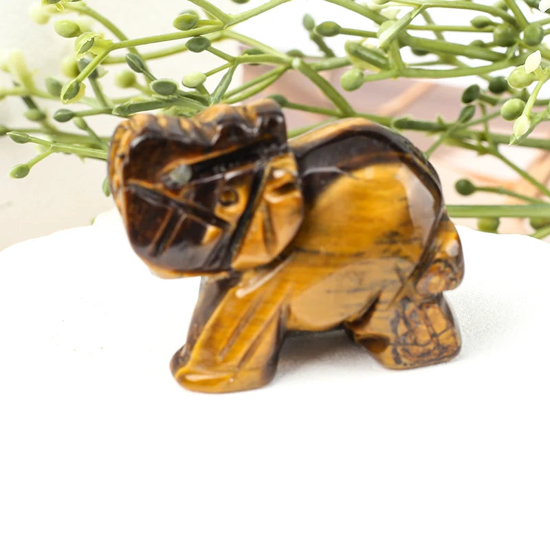 Figurine d'éléphant en pierre précieuse sculptée à la main, pierre naturelle, améthyste, mini statue d'animal, méditation de chakra d'artisanat en cristal, décoration d'intérieur