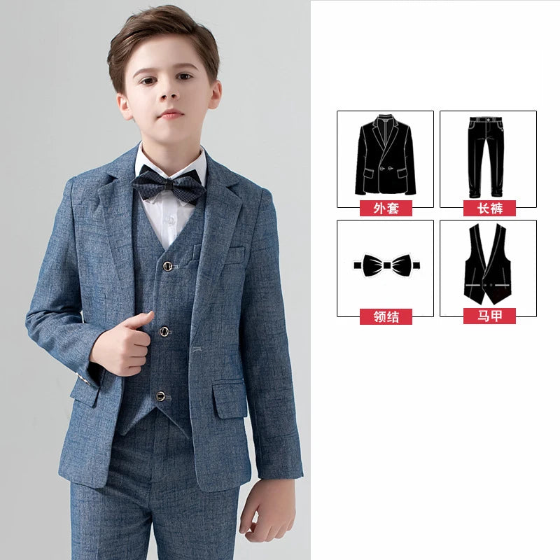Children's Wedding Show Suit, Formal Suit, Blazer, Jacket, Pants, Bow Tie, 3 Pieces