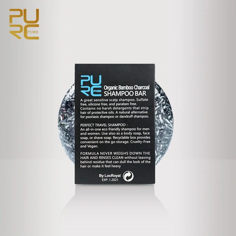 PURC-Shampoing en Polygonum pour Cheveux Gris et Blanc, Barre de Traitement du Cuir oral elu, au Charbon de Bambou de Regina, Solide, 60g