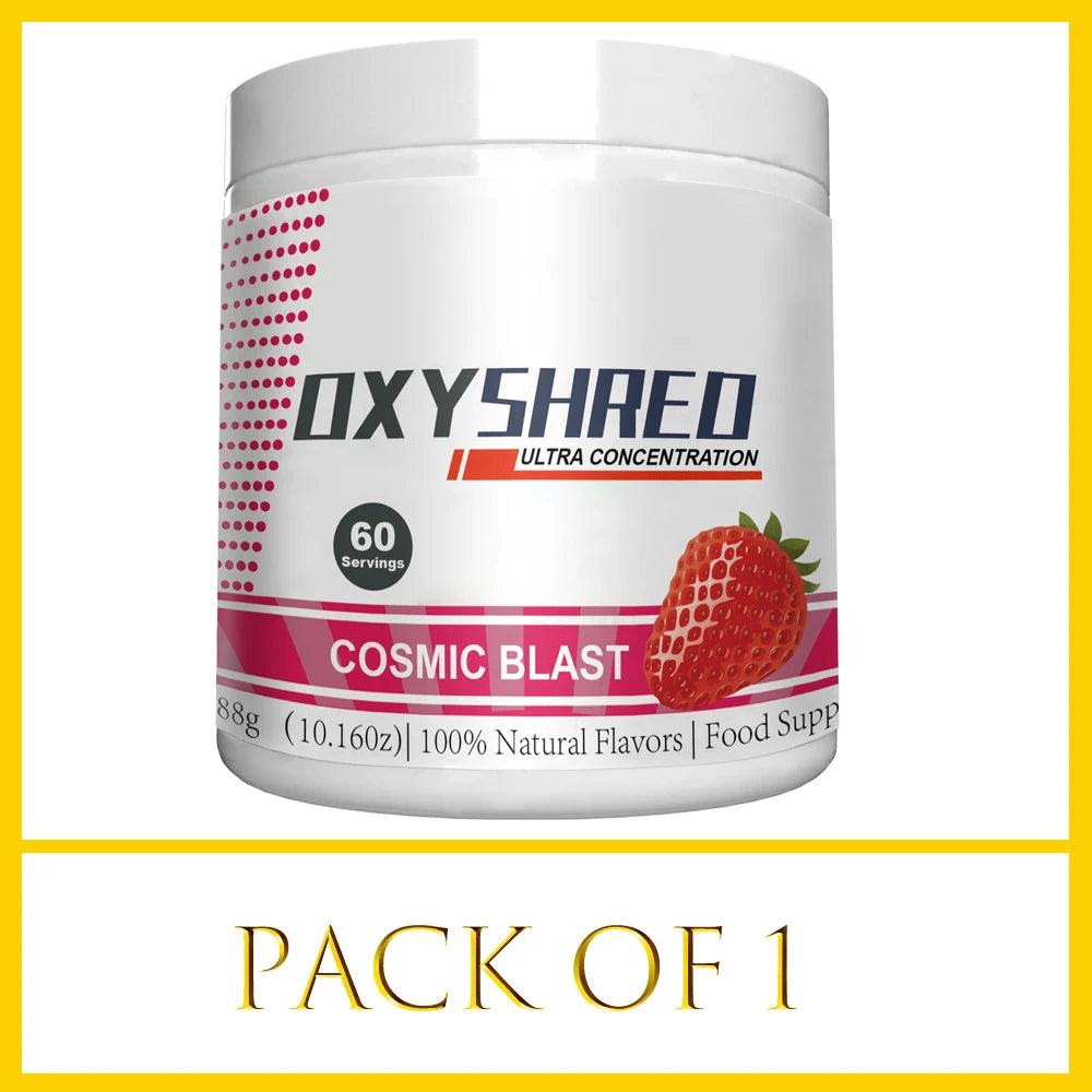 Oxyshred Sport Poudre de pré-entraînement Support Énergie - Cosmic Blast - Burner de graisse Oxyshred Supplément de pré-entraînement à ultra concentration